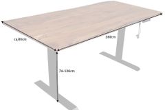 Höhenverstellbarer Schreibtisch MAMMUT 160cm natur Akazie Massivholz Baumkante