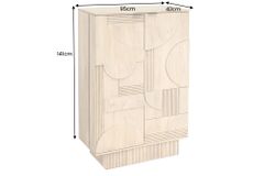Design Barschrank ART DECO 140cm weiß gekälkt Mangoholz 3D-Front