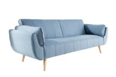 Design Schlafsofa DIVANI 220cm hellblau Strukturstoff Scandinavian 3-Sitzer mit Bettfunktion