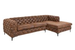Chesterfield Ecksofa MODERN BAROCK 275cm antik braun Microfaser 3-Sitzer Federkern