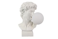 Handgefertigte Tischlampe DAVID 30cm weiß Büste mit Lampenkugel