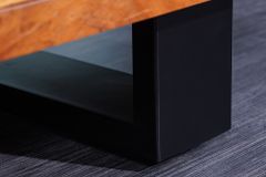 Massivholz Sideboard MAMMUT 160cm Akazie honey finish Metall Baumkante mit Schubladen