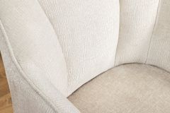 Drehbarer Retro Stuhl AVIGNON beige Chenille schwarze Metallbeine
