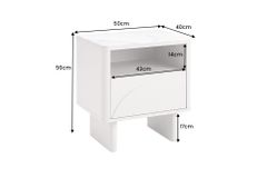 Nachttisch SAVOY 50cm kaschmir beige Keramik Marmor weiß Beistelltisch