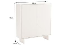 Design Highboard SAVOY 130cm kaschmir weiß Marmor Keramik mit Stauraum und 3D-Front
