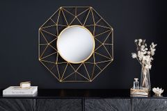 Handgearbeiteter Spiegel DIAMOND L 80cm gold aus Eisen im Retro Design