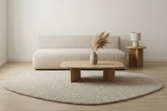 Design Teppich ORGANIC 180x120cm taupe Hochflor Indoor-Teppich organische Form
