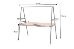 Outdoor Gartentisch RIO 190cm anthrazit Aluminium Massivholz mit Dekostange wetterfest
