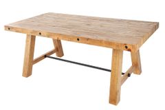 Massiver Esstisch FINCA 200cm vintage braun Pinienholz Industrial Design 8cm Tischplatte