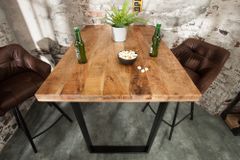 Massiver Bartisch IRON CRAFT 120cm natur Mangoholz Stehtisch Industrial Design