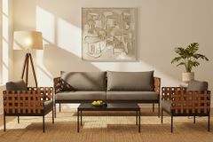 In- und Outdoor Lounge-Sessel UNIQUE 70cm schwarz braun grau Aluminium inkl. Kissen