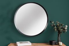 Runder Wandspiegel AMSTERDAM 70cm natur schwarz Eiche Massivholz handmade
