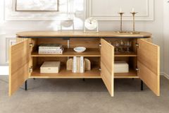 Modernes Sideboard ATELIER 160cm natur Eiche schwarz Metall vier Fächer