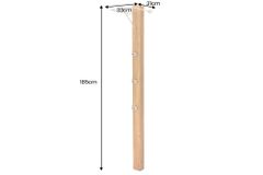 Massive Wandgarderobe JAVA 185cm recyceltes Teakholz mit drei Kleiderhaken