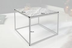 Eleganter Couchtisch ELEMENTS 50cm grau mit polierter Marmor-Platte