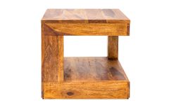 Massiver Edelholz Couchtisch GIANT 45cm braun Sheesham stone finish mit Ablage