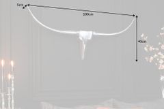 Moderne Design Wanddekoration BULL L 100cm silber Aluminium Stierkopf