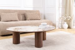 Stilvoller Couchtisch ORGANIKO 110cm weiß braun Walnuss Pandora Keramik