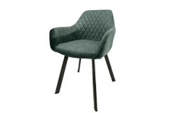 Design Stuhl PALERMO petrol Microfaser mit Armlehne und Ziersteppung