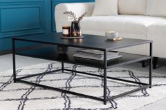Moderner Couchtisch DURA STEEL 100cm schwarz Metall mit Ablagefach