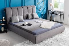 Design Bett MILANO 180x200cm grau Vogue Seiden Samtstoff