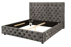 Design Doppelbett PARIS 180x200cm grau Samt Chesterfield