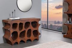 Abstrakter Konsolentisch ART AMBIENTE 120cm kupfer Edelrost-Look Beton