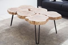 Design Couchtisch GOA 110cm Akazie Baumstamm Scheiben 4cm Tischplatte Massivholz