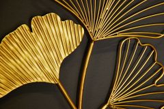 Elegante Wanddeko 3er Set GINKGO 40cm gold in filigraner Blattform