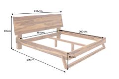Massives Baumstamm Bett AMAZONAS 180x200cm braun Sheeshamholz stone finish