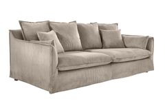 Großes 3-Sitzer Sofa HEAVEN 200cm greige Cord Federkern Hussensofa