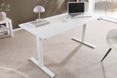 Höhenverstellbarer Schreibtisch WHITE DESK 140cm weiß Metallgestell Bürotisch