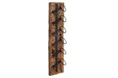 Massives Wand Weinregal BARRACUDA 100cm natur Teakholz Flaschenhalter