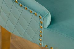 Barock Stuhl CASTLE DELUXE blau Samt gold Edelstahl mit Löwenkopf Chesterfield
