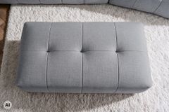 Moderner Hocker ROYAL 120cm grau Veloursstoff Federkern Sitzhocker