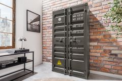 Container-Schrank GLOBETROTTER 140cm anthrazit Metall Aktenschrank Highboard