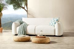 In- und Outdoor Sofa SEAHAWK 205cm creme Aluminium Olefin wetterfest 2-Sitzer Couch
