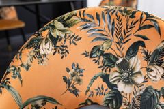 Design Stuhl PRÊT-À-PORTER gelb Samt florales Muster und goldene Fußkappen