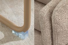 Design Freischwinger Stuhl COMFORT beige Strukturstoff mit Metallgestell