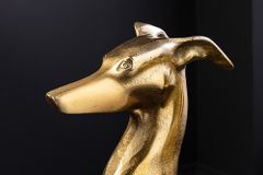 Design Skulptur GREYHOUND 70cm gold Metall Aluminium Windhund Figur