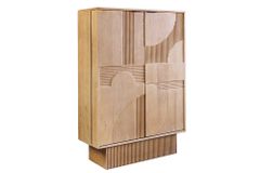 Design Barschrank ART DECO 140cm weiß gekälkt Mangoholz 3D-Front