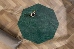 Eleganter Couchtisch DIAMOND 70cm grün messing mit Marmorplatte