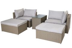 Outdoor Gartenlounge Set XXL MODULAR natur Polyrattan Sitzgruppe wetterfest inkl. Kissen