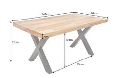 Massiver Esstisch IRON CRAFT 140cm Mangoholz schwarz Metall Industrial Design