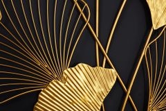 Elegante Wanddeko GINKGO 110cm gold in filigraner Blattform
