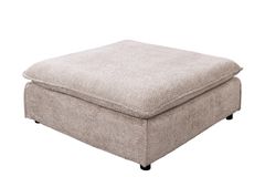Großer Hocker HEAVEN 100cm champagner beige Bouclé Polsterhocker Federkern