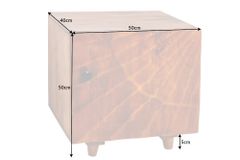 Massiver Nachttisch SCORPION 50cm braun Mangoholz Beistelltisch mit 3D Schnitzereien