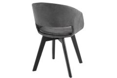 Design Stuhl NORDIC STAR antik grau Microfaser Massivholz schwarz mit Armlehne gepolstert