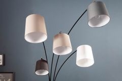 Design Bogenlampe LEVELS 205cm schwarz grau 5 Leinenschirme Stehlampe