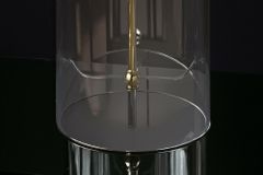 Moderne Tischlampe CLASSICO 50cm transparent Glas weiß gold Leinenschirm